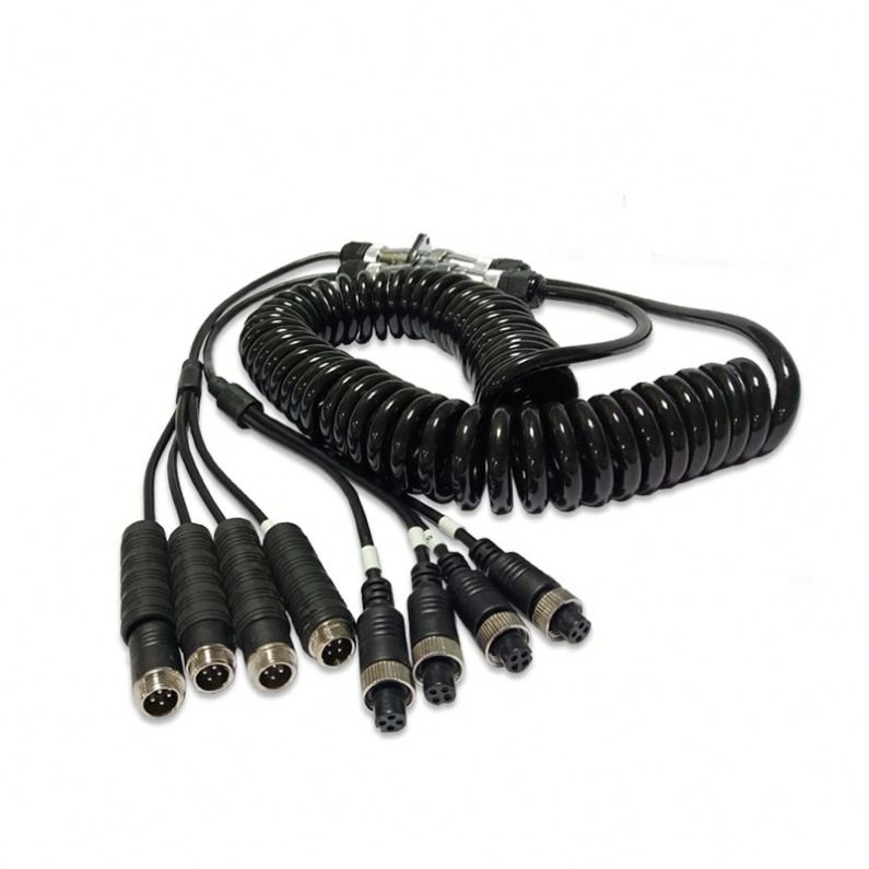 Extension Cable Waterproof Aviation Connector Spring Cable Vehicle-Grade for Truck DVR Reliable Vehicle Connectors